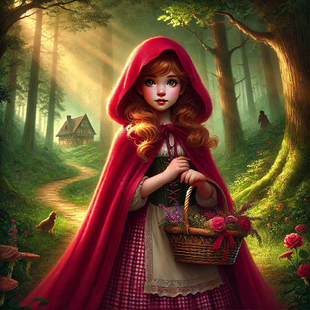 Little Red Riding Hood in a Forest