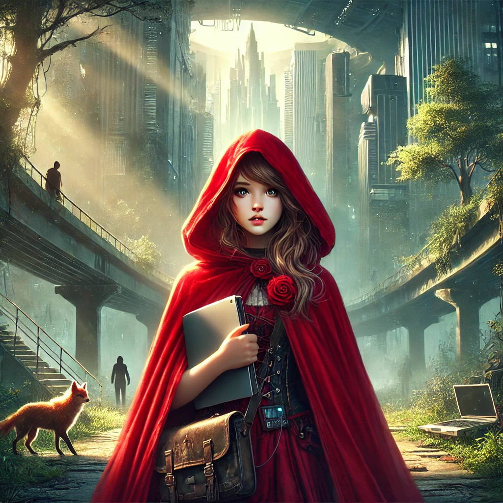 Teenage Little Red Riding Hood in a Dystopian City